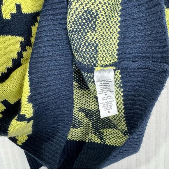 Scoop NYC Navy Blue & Yellow Houndstooth Crew Neck Sweater Women’s Size Medium - Picture 5 of 5